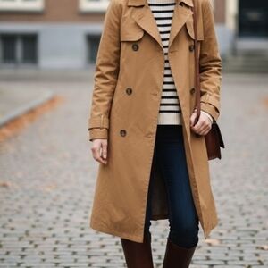 Classic Tan Trench CoatAva & Viv Women's Long Trench Coat Size 1X Tan